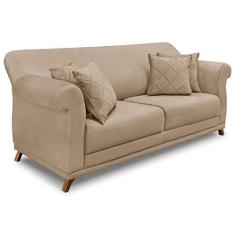Imagem de Sofá Living 2 Lugares 1,60m Vênus Suede Bege Pés Castanho - Pallazio