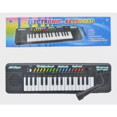 Imagem de Teclado Infantil Preto Musical Com Karaoke e Microfone Para Crianças