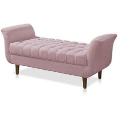 Imagem de Recamier Calçadeira Decorativo Quarto Closset 150cm Grecia Suede Rosa Claro - LM DECOR
