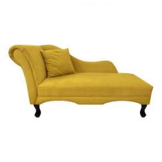 Imagem de Recamier Divã Estofado Direito De Quem Senta Olívia Suede Amarelo - In