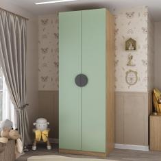 Imagem de Guarda Roupa Infantil Modulado 2 Portas com Cabideiro Joy Kids CabeCasa MadeiraMadeira Verde/Avena