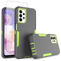 Imagem de Zoeirc Capa para Galaxy A23, Samsung A23 SM-A235M com protetor de tela de vidro temperado, suporte de camada dupla híbrida, suporte magnético para carro, proteção à prova de quedas para Samsung Galaxy