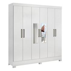 Imagem de Guarda Roupa Casal Prático 6 Portas Branco Com Espelho - Demóbile