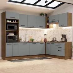 Imagem de Cozinha Completa de Canto Madesa Agata 479001 com Armário e Balcão (Sem Tampo e Pia) - Rustic/Cinza