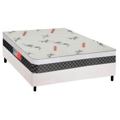 Imagem de Cama Box Casal: Colchão Ortopédico Plumatex D28/EP Anatômico Falcon Ultra Firme + Base CRC Courano White(138x188)