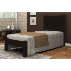 Imagem de Cama de Solteiro Mônaco de Madeira Maciça Angelim Pedra Tauari Tabaco