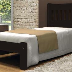 Imagem de Cama de Solteiro Lisboa de Madeira Angelim Tabaco