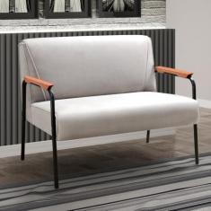 Imagem de Namoradeira Decorativa Braços Fixo Jade Bege Claro