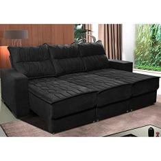Imagem de Sofá Retrátil e Reclinável 2,25m Cama Inbox Canadá com Molas Velusoft Preto