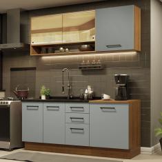 Imagem de Cozinha Completa Madesa Agata 180002 com Armário e Balcão (Sem Tampo e Pia) - Rustic/Cinza