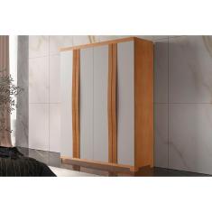Imagem de Guarda Roupa Solteiro 4 Portas E 2 Gavetas C/ Pés Grécia Naturale/Off White - Rufato