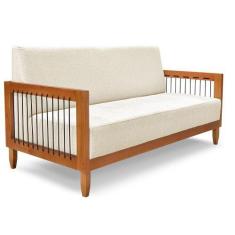 Imagem de Sofá Living 2 Lugares Marilia 1,60M Linho Base Em Madeira Castanho - P