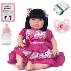 Imagem de Boneca Bebe Tipo Reborn Morena Completa - Cegonha Reborn Dolls