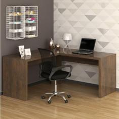 Imagem de Mesa para Escritório em L Angular Me4116 com Cadeira Diretor Tela Mesh Tok 3310 Rústico