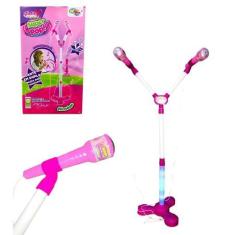 Imagem de Microfone Duplo Infantil Com Pedestal Glam Girls - Conecta Com Celular