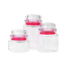 Imagem de Kit 3 Potes Herméticos De Tampa Capacidade 300Ml 470Ml 670Ml