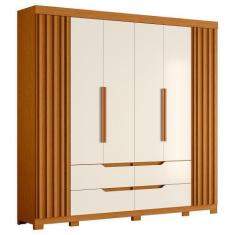 Imagem de Guarda Roupa Casal 6 Portas 4 Gavetas 240cm Doble Cinamomo/Off White -