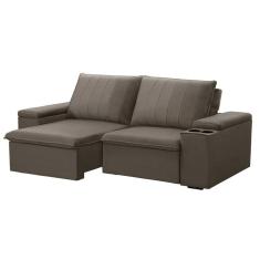 Imagem de Sofá 3 Lugares Retrátil e Reclinável Ballarat Veludo Castor