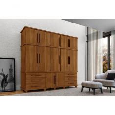 Imagem de Guarda Roupa Londres Triplex Grande 5 Portas 6 Gavetas Com Maleiro Luapa Móveis Cor:carvalho