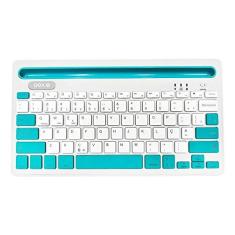 Imagem de Teclado Bluetooth Tablet Smartphone Cinza Azul Oex Tc502