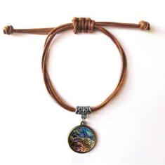 Imagem de DIYthinker Pulseira de couro com imagem de natureza de peixe colorido oceano pulseira marrom joia presente