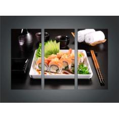 Imagem de Quadro Decorativo Restaurante Oriental Sushi Gourmet Com 3 peças Com M