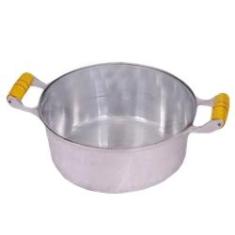 Imagem de Panela Caçarola Alumínio Polido Sem tampa Alça De Madeira 32 cm 8,0 Litros