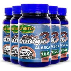 Imagem de Kit 5 Ômega 3 Alpha Óleo De Salmão 1200Mg 150 Cápsulas Unilife