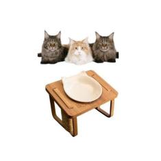 Imagem de Comedouro Elevado Inclinado Antirrefluxo Para Gato Gigante - Maine Coo