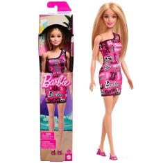 Imagem de Boneca Barbie Básica Fashion Loira com Vestido Rosa Mattel