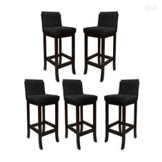 Imagem de Kit 5 Banquetas Alta para Balcão de Cozinha Nice Madeira Maciça Matela