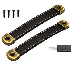 Imagem de OLAYA Puxadores de bagagem, puxadores de couro, puxadores de armário, puxadores de gaveta, maçanetas de porta, 2 peças, peças de metal de substituição para armário, cômoda, maleta com parafusos, (2,