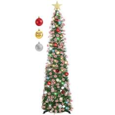 Imagem de Árvore de Natal HMASYO Pop Up Candy Cane de 1,5 m com luzes e decoraçã
