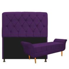 Imagem de Kit Cabeceira Lady e Recamier Ari 90 cm Solteiro Suede Roxo - ADJ Decor