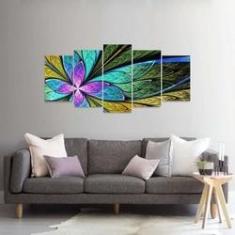 Imagem de Quadro Abstrato Flor ou Borboleta Mosaico 5 Peças Sala Hall