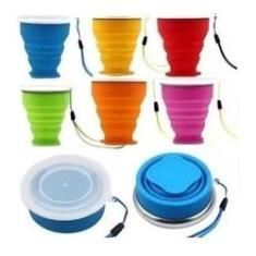 Imagem de Kit Com 2 Copos Dobrável Retrátil De Silicone 200Ml