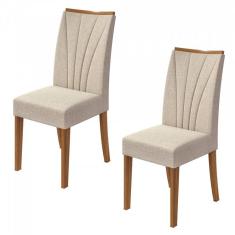 Imagem de Conjunto 2 Cadeiras Apogeu Móveis Lopas Rovere Naturale/Linho Rinzai Bege