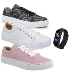 Imagem de Kit 3 Tênis WSHOES Caminhada E Relógio Feminino-Feminino