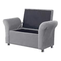 Imagem de Recamier Calçadeira Bau Egeo 160 X 51 Suede Cinza - Dominc Decor