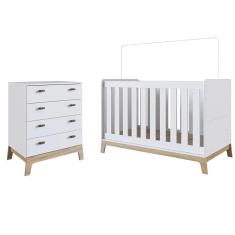Imagem de Berço 3 Em 1 Certificado Inmetro E Cômoda 4 Gavetas Favo De Mel 030 Branco - Completa Móveis