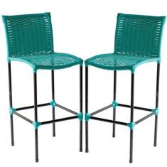 Imagem de Kit 2 Banquetas Havaí em Fibra Sintética Artesanal  para Bar, Área Gou