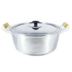 Imagem de Caçarola Panela Reta Alumínio Polido Alça Madeira 32Cm