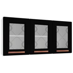 Imagem de Armário Aéreo Cozinha Aço Mirage New 3 Portas com Vidro Branco/Preto - Telasul