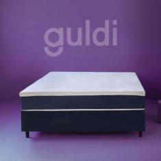 Imagem de Cama Box Queen Com Colchão Mola Ensacada Guldi Firme Branco E Azul