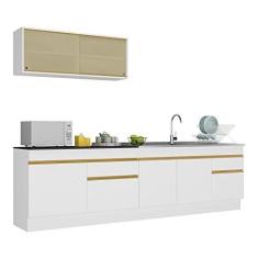 Imagem de Armário de Cozinha Compacta 270cm com Rodapé Veneza Multimóveis V2112 Branco/dourado