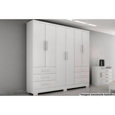 Imagem de Guarda Roupa Solteiro 6 Portas E 6 Gavetas C-pés Encant Branco - Novo Horizonte