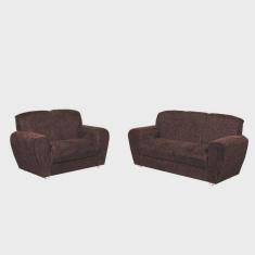 Imagem de Conjunto de Sofá 5010 com 2 e 3 Lugares Tecido Suede Cor Marrom