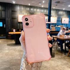 Imagem de Capa de telefone transparente macia e colorida para iPhone 14 13 11 12 Pro Max Mini XS X XR Max 7 8 Plus SE Capa traseira à prova de choque, rosa, para iphone 13 Mini