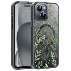Imagem de Goodon Capa para iPhone 14 Plus com protetor de tela de privacidade, compatível com carregamento sem fio, capa fosca translúcida à prova de choque - linda capa de telefone com design floral para