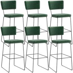 Imagem de Kit 6 Banquetas Altas Cozinha Allana L02 Facto Verde Musgo